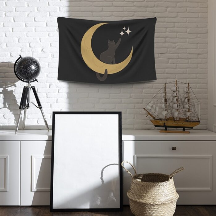Bandeira Decorativa Gato na Lua