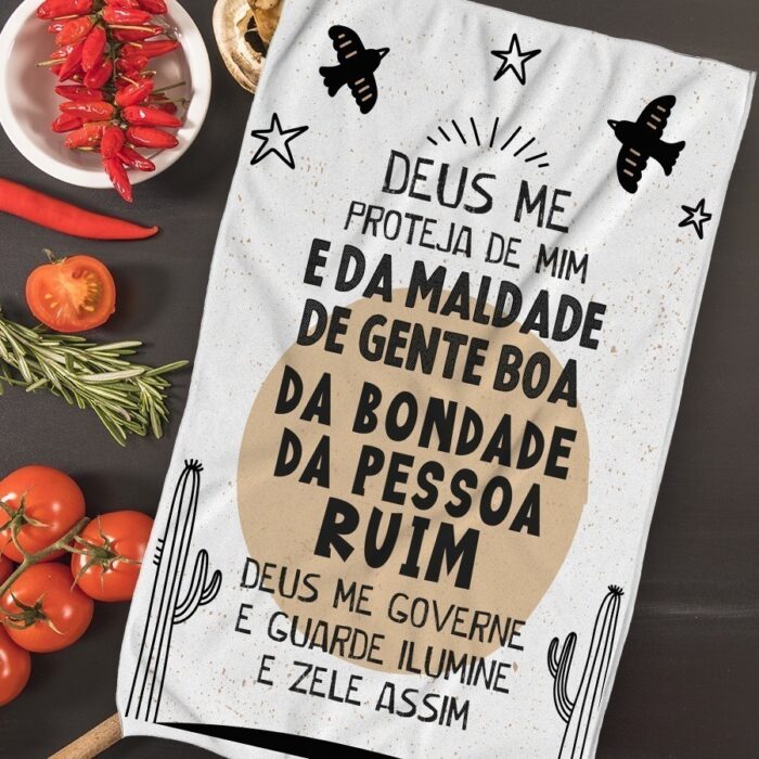 Pano de prato "Deus me proteja de mim"
