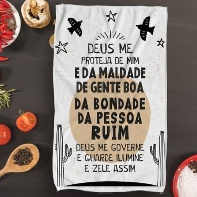 Pano de prato "Deus me proteja de mim" - Imagem 2