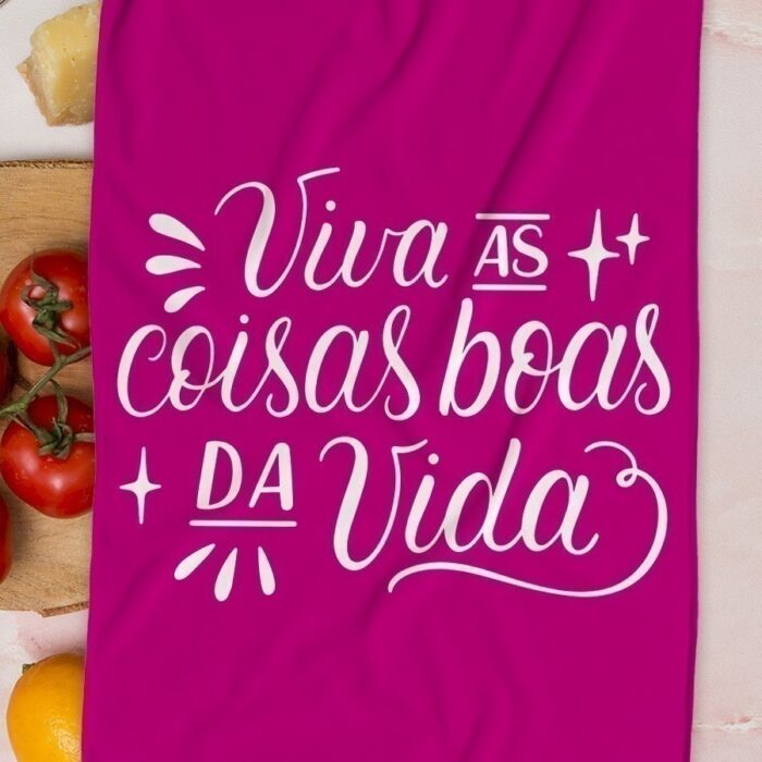 Pano de Prato "Viva" Rosa