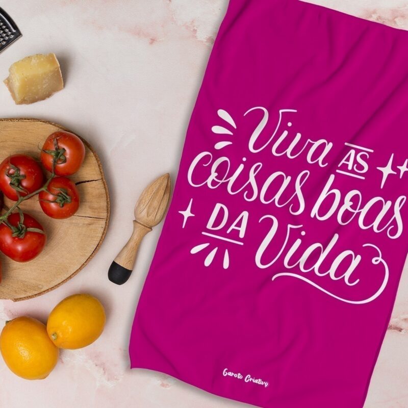 Pano de Prato "Viva" Rosa - Imagem 2